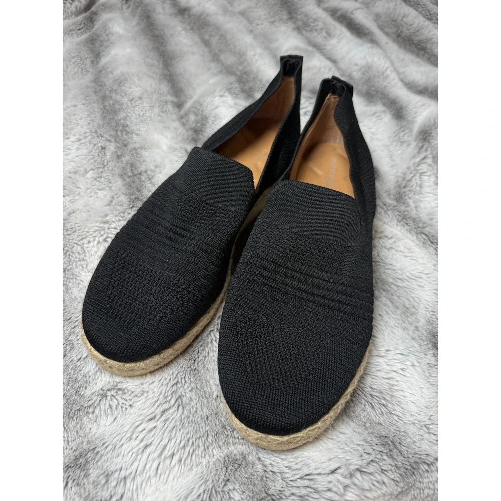 Adrienne‎ Vittadini Sport Niko Black Knit Espadrille Slip On Flats Womens 9M